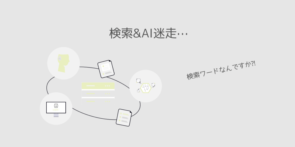 検索やAIに迷いながら情報を探すブログ初心者のイメージイラスト